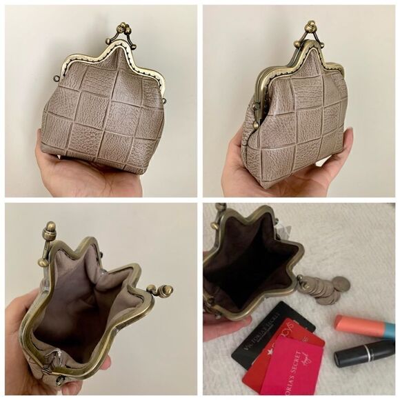 Handmade Genuine Embossed Leather Top Handle Bag & Castle Shaped Coin Purse Set - Picture 15 of 16